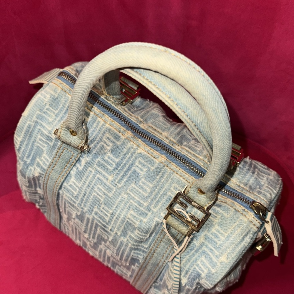 Fendi distressed denim Boston speedy satchel purse - Picture 15 of 16